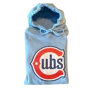 Stitches Chicago Cubs MLB Hoodie Light Blue Mens Large Fleece Pullover